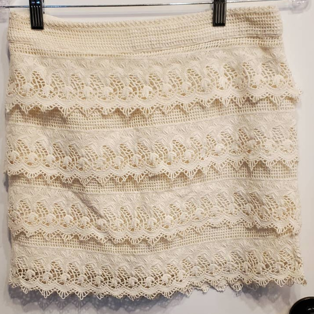 American Eagle Outfitters Cream Crochet Mini Skirt